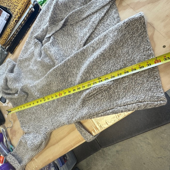 Naked Cashmere Marled Chunky Knit Hooded Cardigan Robe Belted Relaxed Taupe Sm - Picture 12 of 14